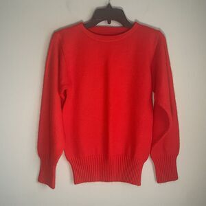 Vintage 60s 70s Sand Knit Sweater Size 34 Crew Neck Vibrant Red